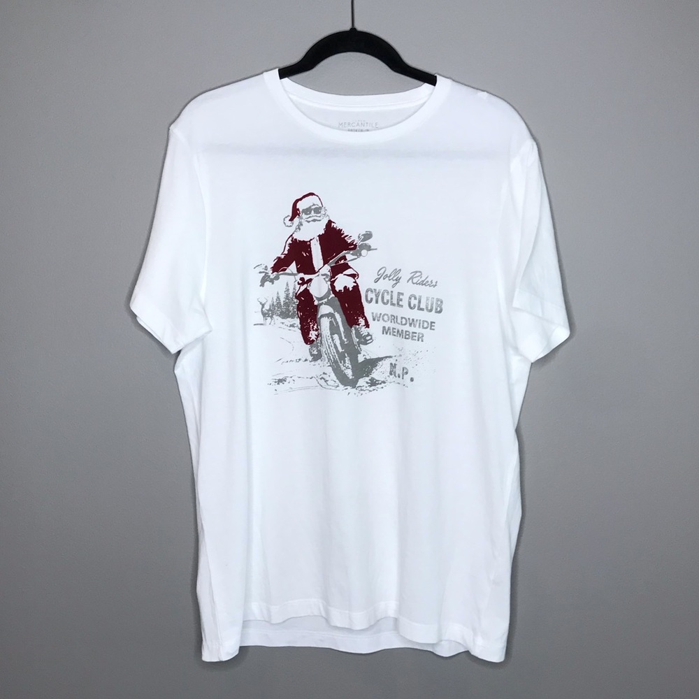 J. Crew Mercantile Motorcycle Santa tee size L